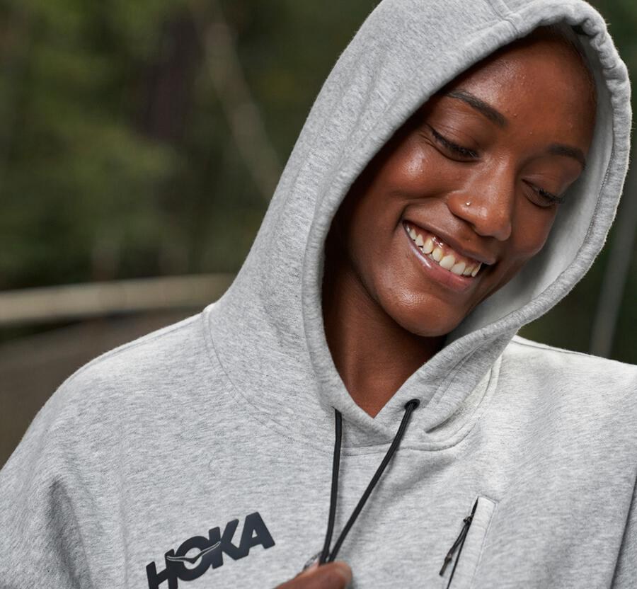 Hoka Australia One One Performance - Womens Hoodie Grey - OYZGS-6031